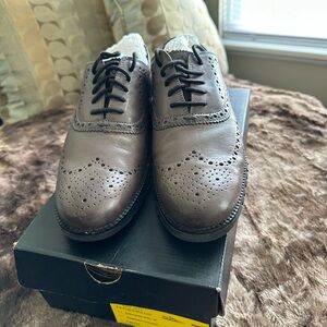 Cole Haan Burnished Pavement (Dark Gray) Wingtip ZeroGrand Wing Oxford Brogues